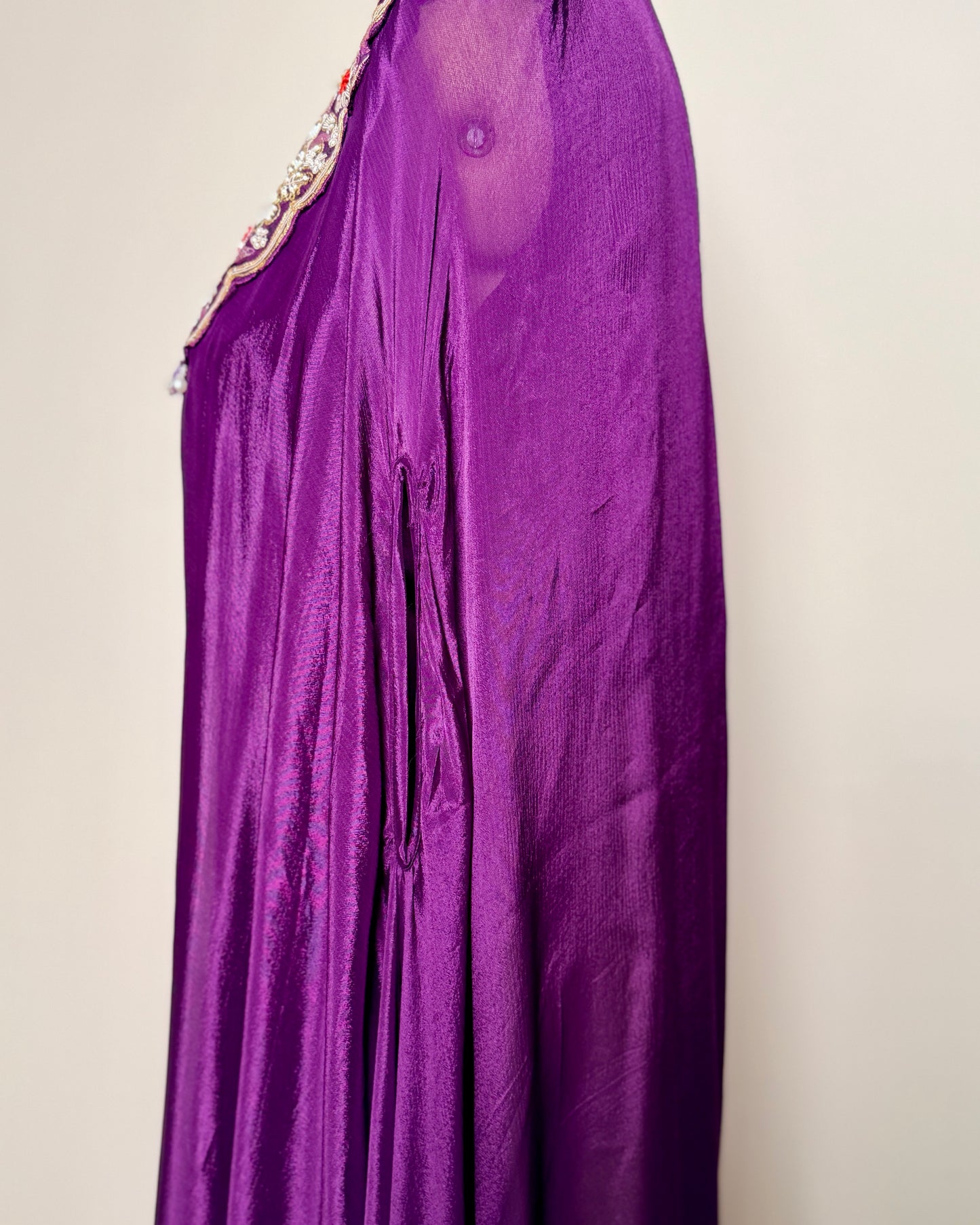 Royal Purple Thread and Bead Handworked Pure Silk Indo-Western Ensemble - DRESS/005-99284 G