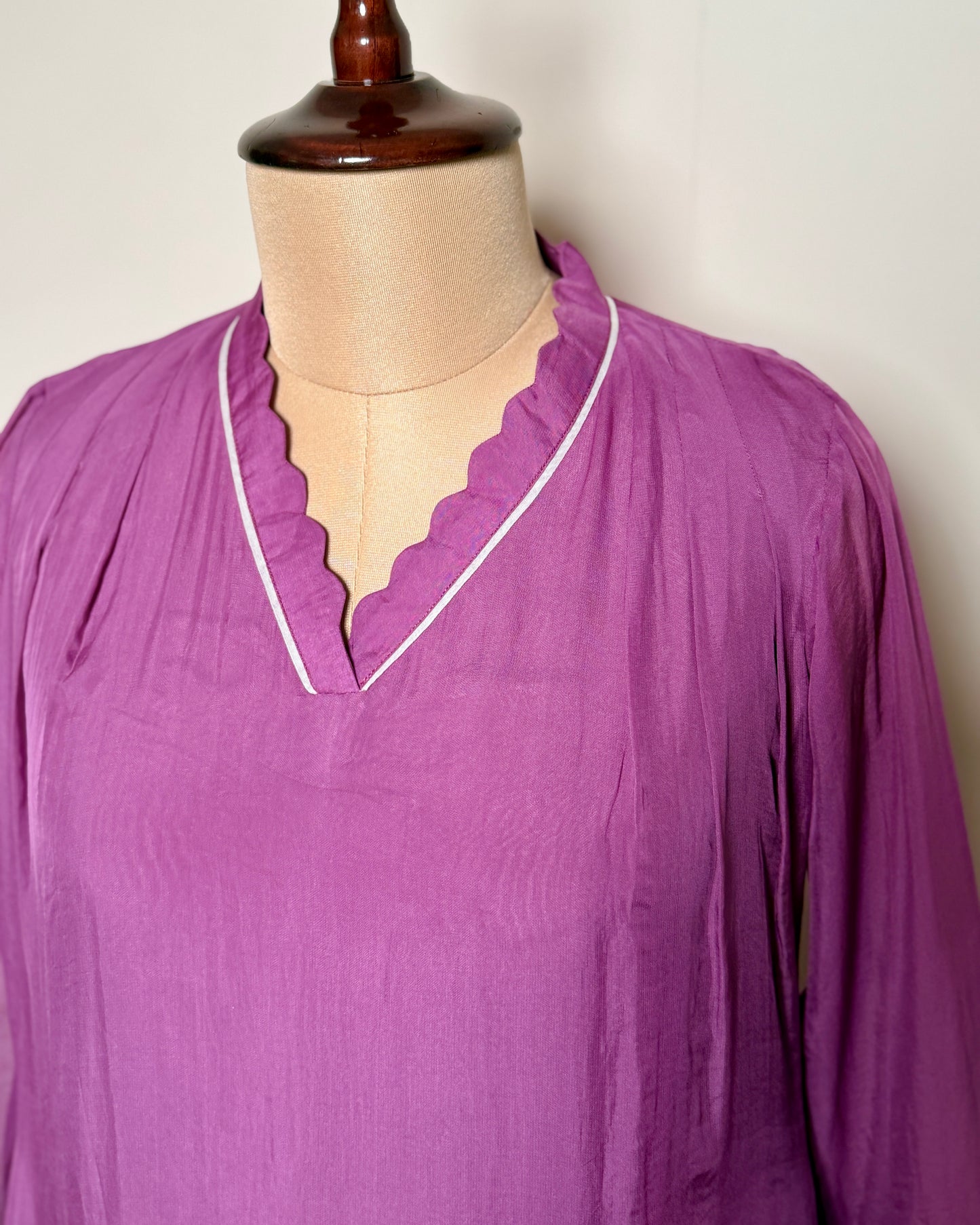 Lavender Chiffon & Silk Thread, Aari & Patch Embroidered Kurti Set – TF-P-928 L