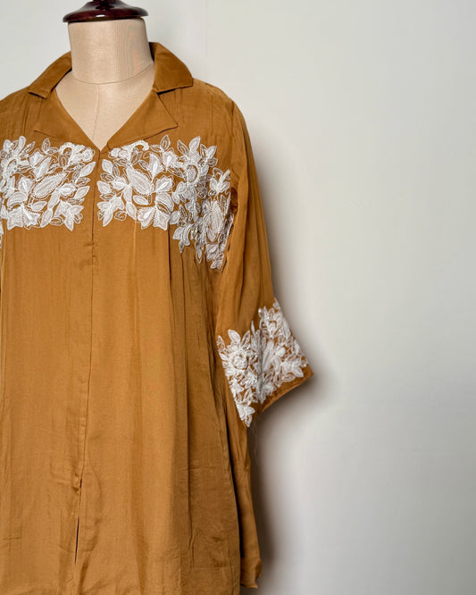 Burnt Orange Organza Patch Appliqué Co-ord Set – TF-P-983 L