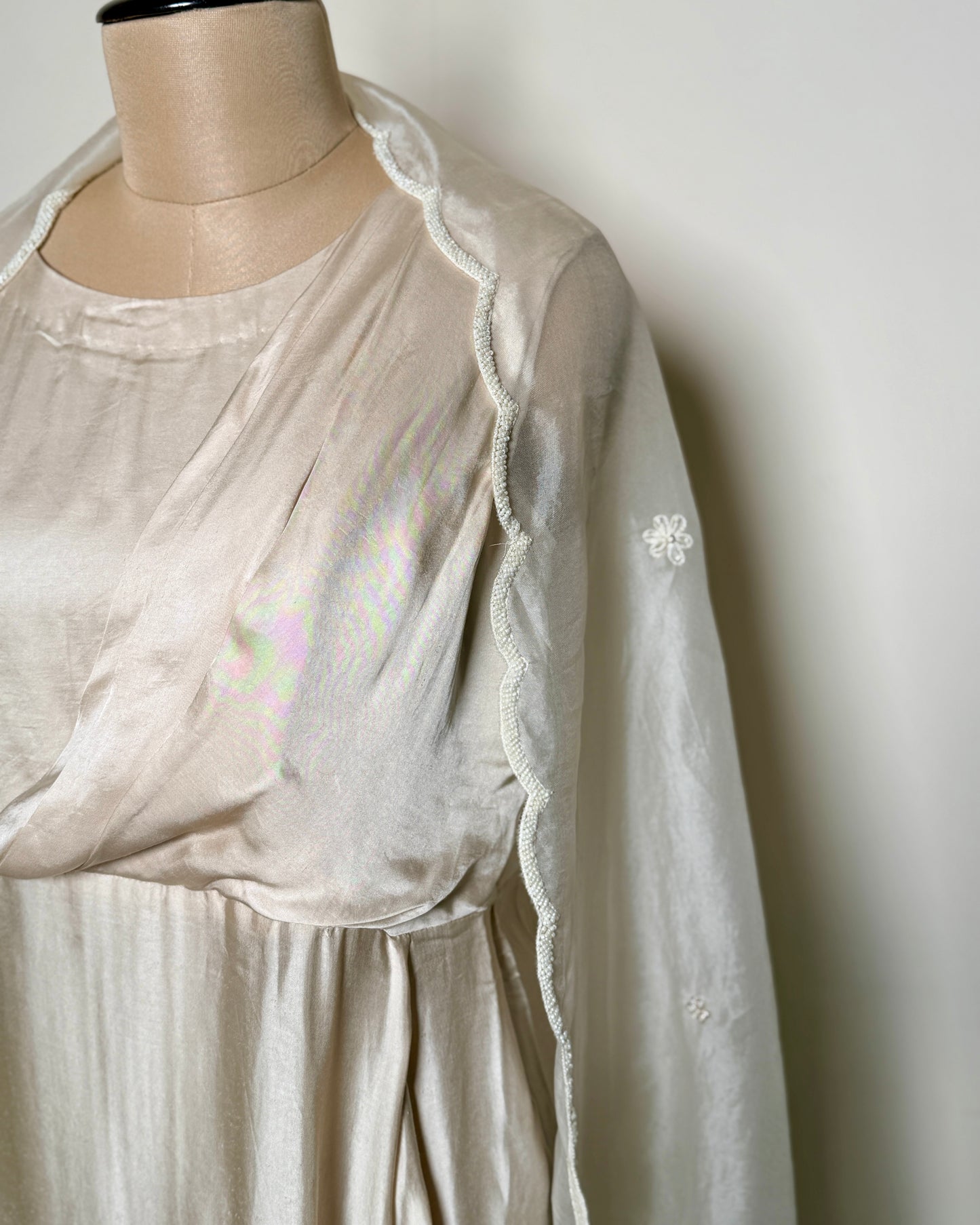 Off White Tissue & Satin Silk Moti Border Thread Motif gown – TOP/MG-N649 V