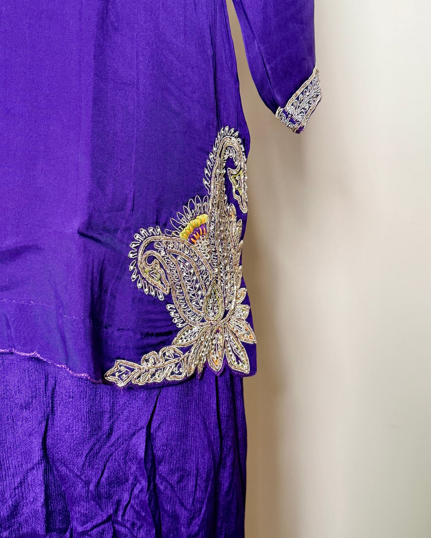 Purple Pure Organza Zardosi, Aari & Sequin Embroidered Indo-Western – TF-P.1050 L