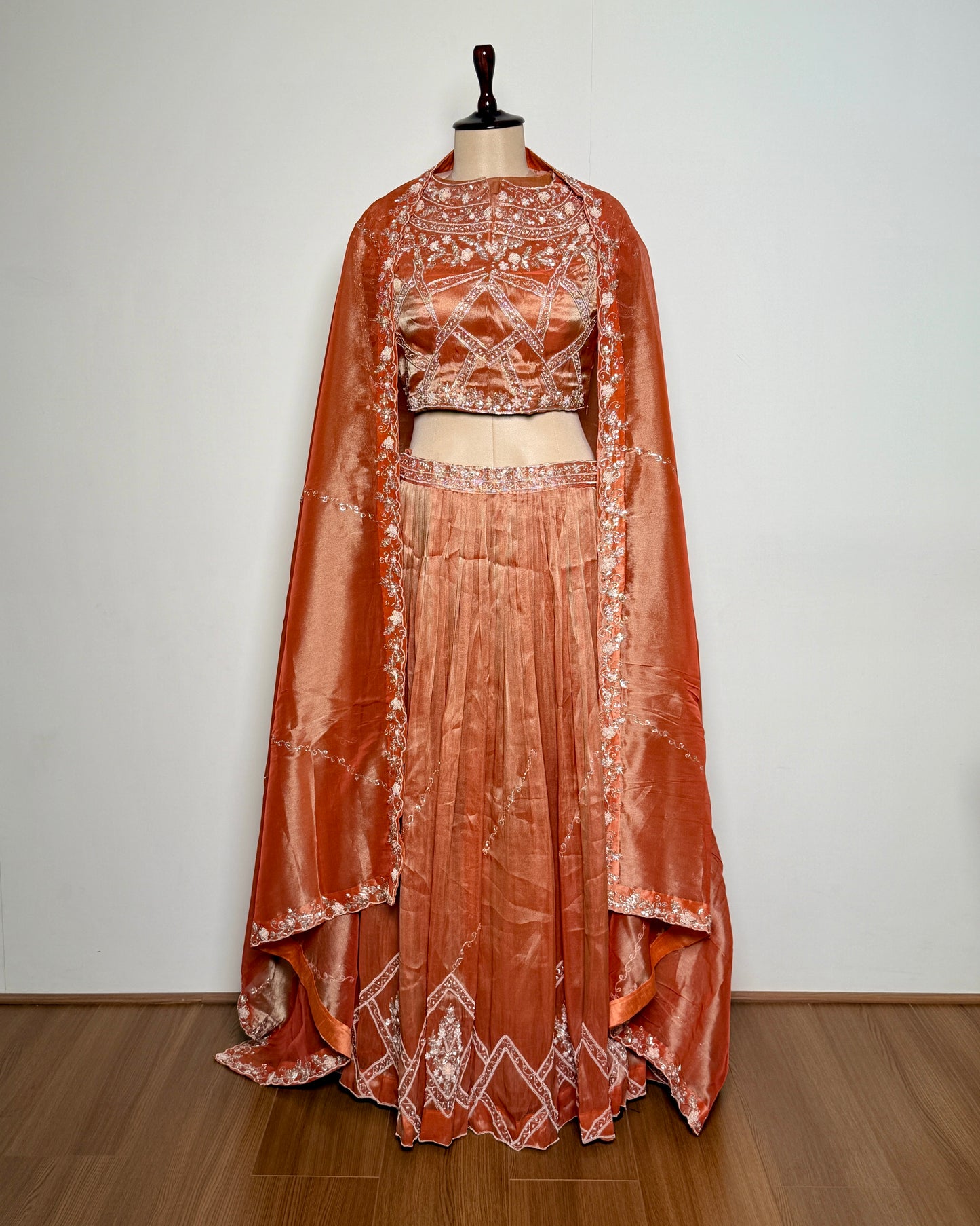 Copper Elegance Super Net Silk Zardosi Lehenga Set - SB 601 LC AG