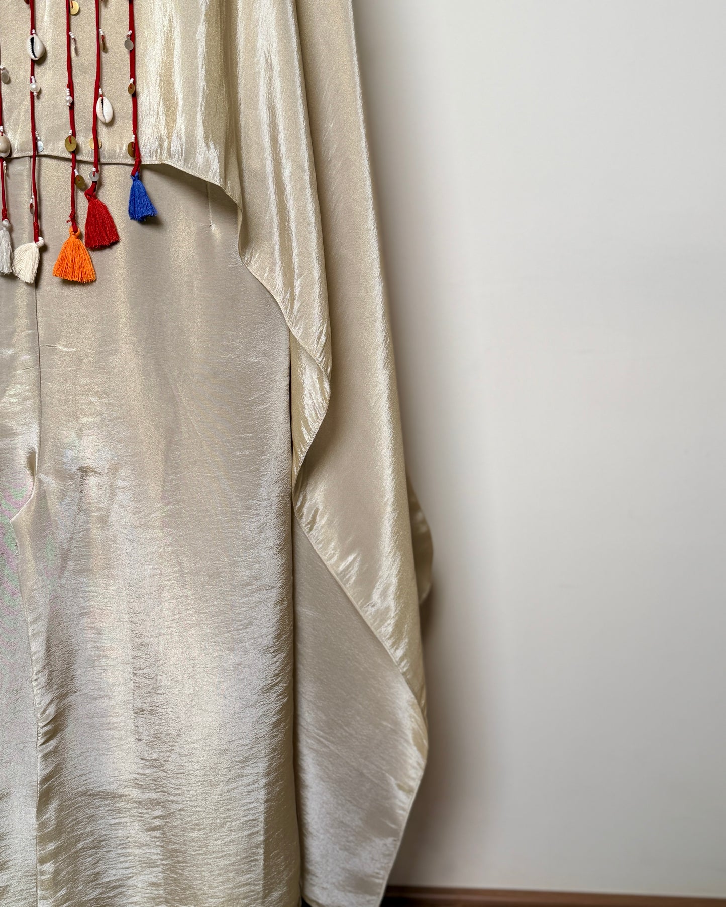 Off Cream White Pure Silk Thread, Zari & Spring Embroidered Indo-Western – TF-P-817 L