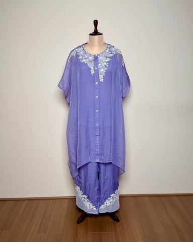 Purple Chiffon Net Patch Aari & Thread Embroidered Indo-Western –TF-P-896 L