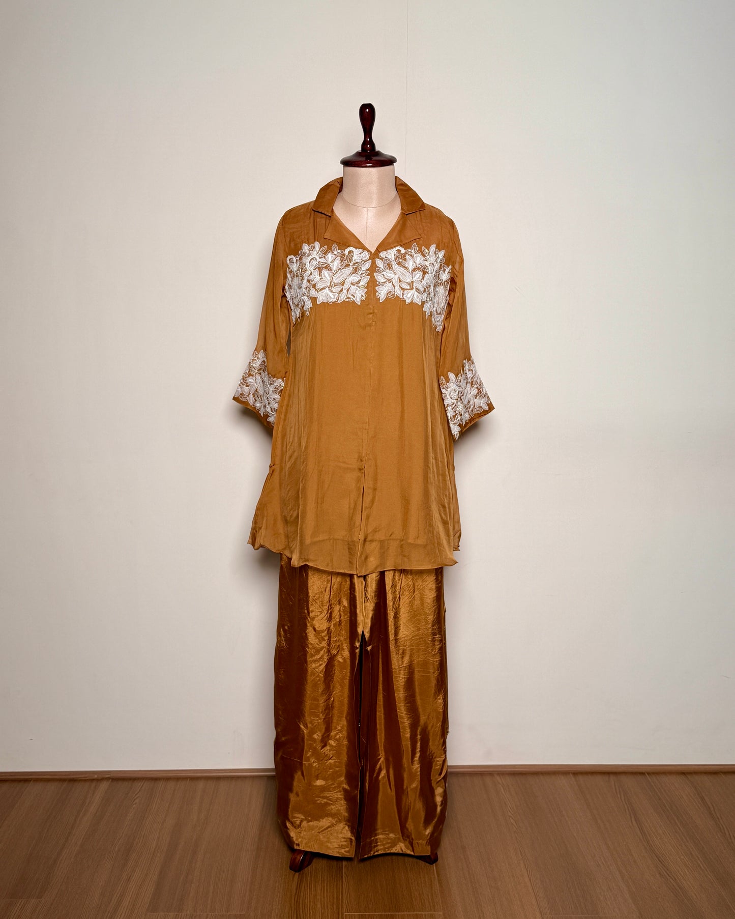 Burnt Orange Organza Patch Appliqué Co-ord Set – TF-P-983 L