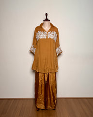 Burnt Orange Organza Patch Appliqué Co-ord Set – TF-P-983 L