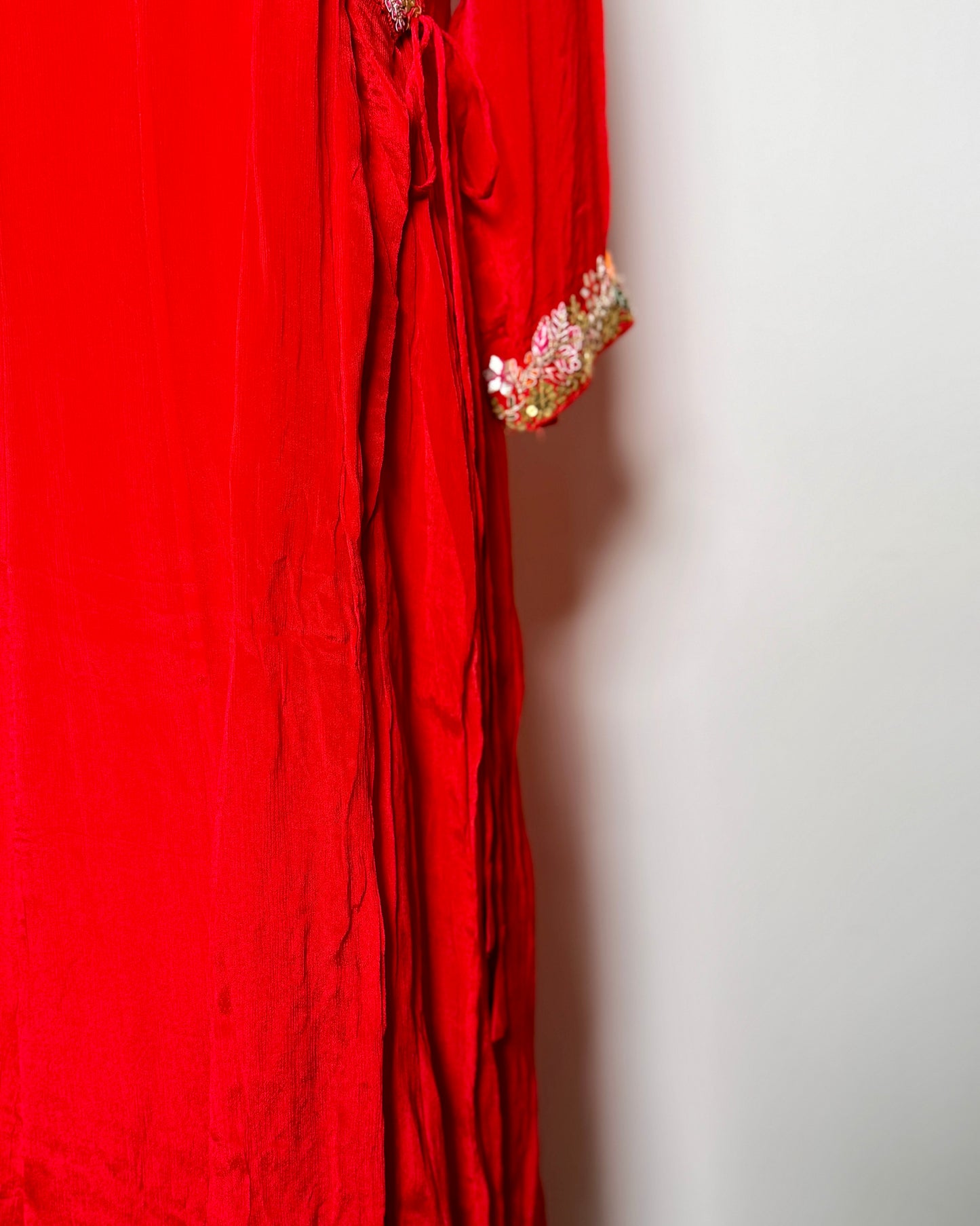 Red Georgette Silk Gotta Patti, Aari & Sequin Embroidered Indo-Western – TF-P-757 L