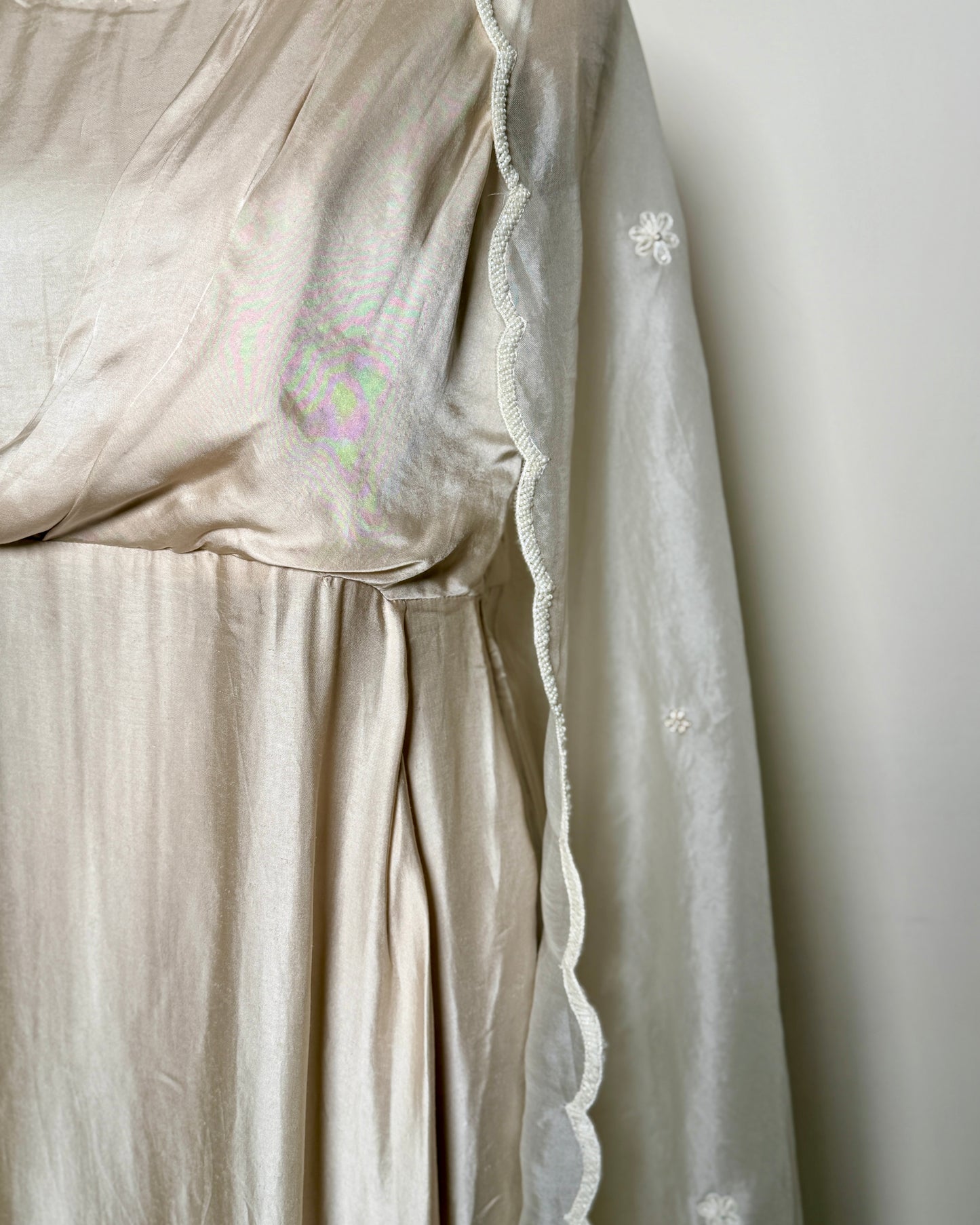 Off White Tissue & Satin Silk Moti Border Thread Motif gown – TOP/MG-N649 V