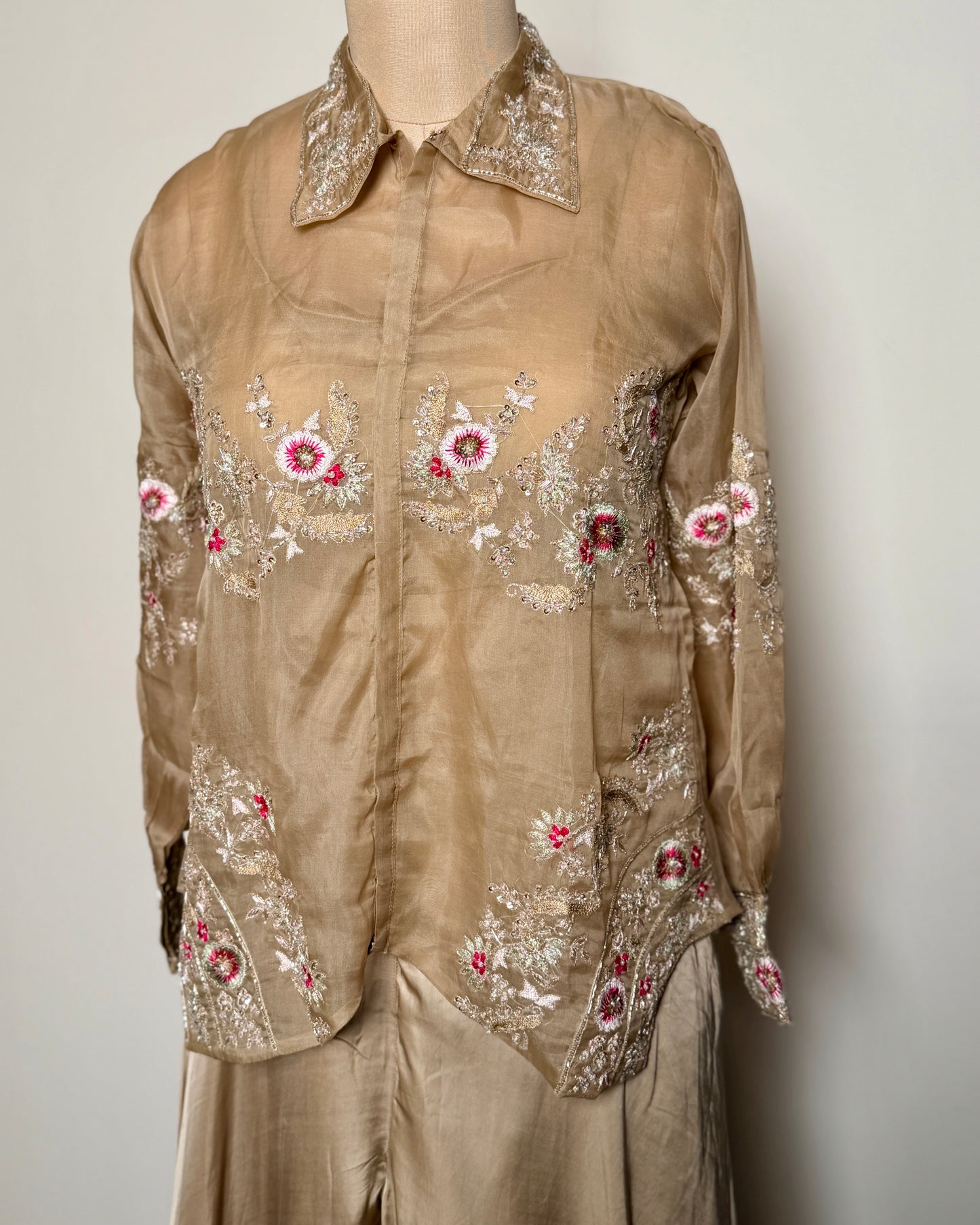 Rust Copper Organza & Satin Zardosi Aari Embroidered Indo-Western – SB 636(Kurti) AG