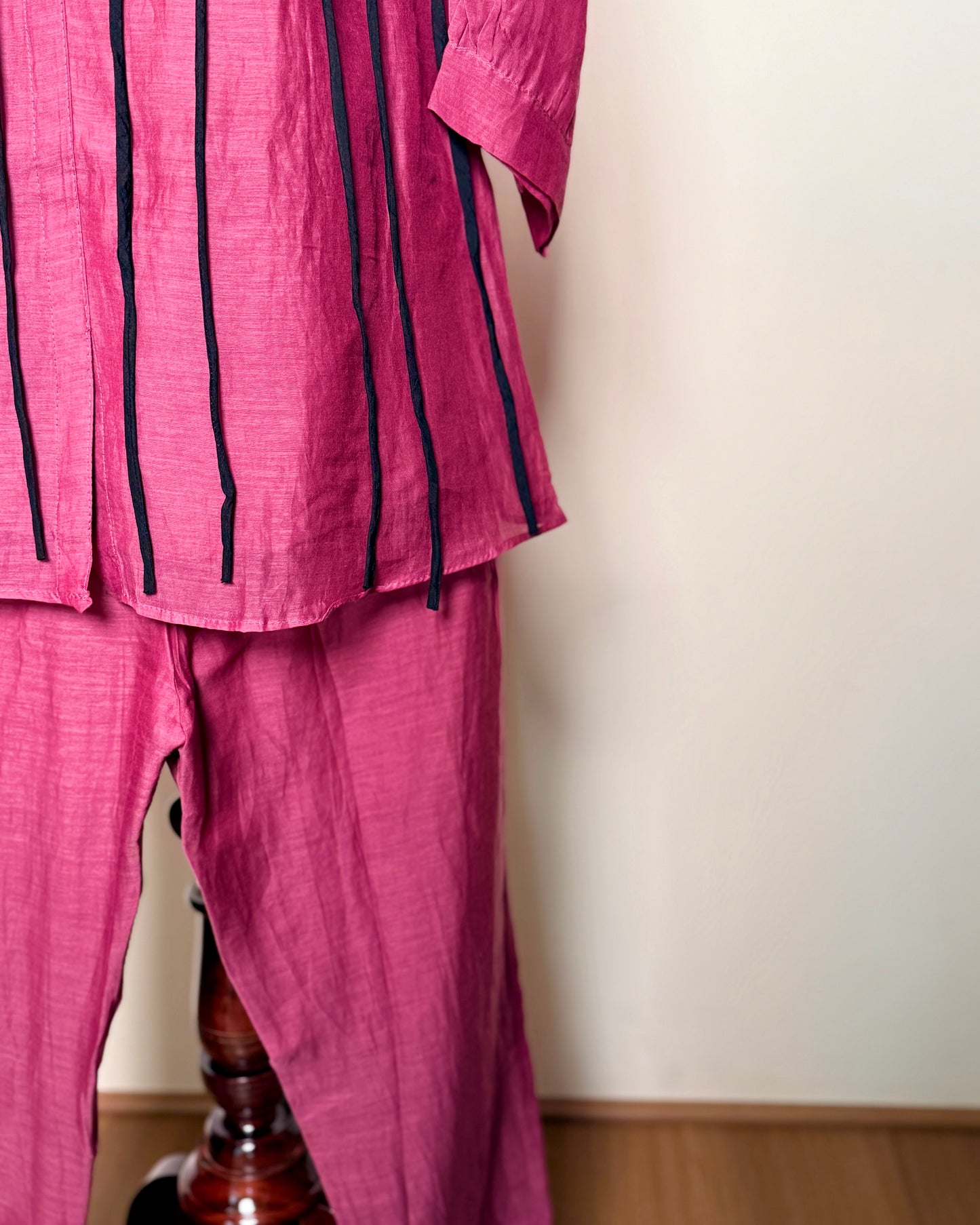 Magenta Pink Mul Chanderi String Pattern Co-ord Set – Suit 11 AC