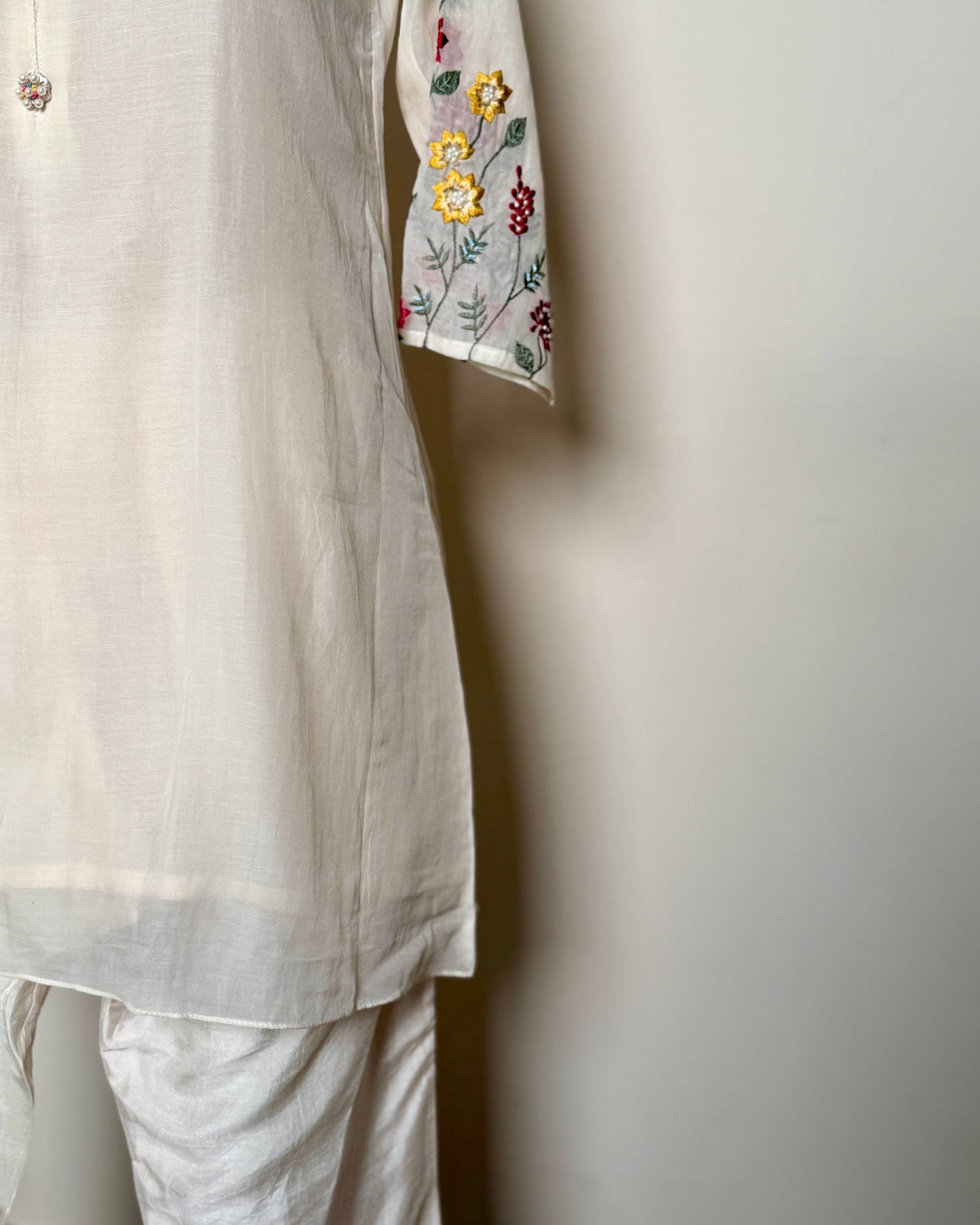 Handworked Mul Chanderi Co-ord Set -16194TP - QCKN D