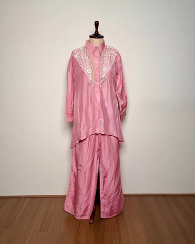Soft Pink Satin Silk Gotta, Moti & Sequin Embroidered Indo-Western – SUIT / S-394 / ONION R